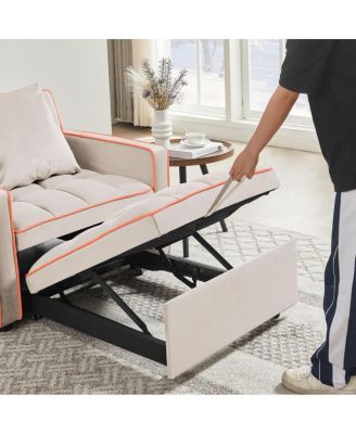 3-in-1 Convertible Velvet Chair Bed, Single Sleeper Sofa with Adjustable Backrest, Pull Out Bed & Side Pocket for Small Spaces