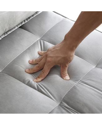 Modern Velvet Pull-Out Loveseat Sleeper, Tufted Convertible Sofa Bed with Removable Back Cushions for Small Apartments