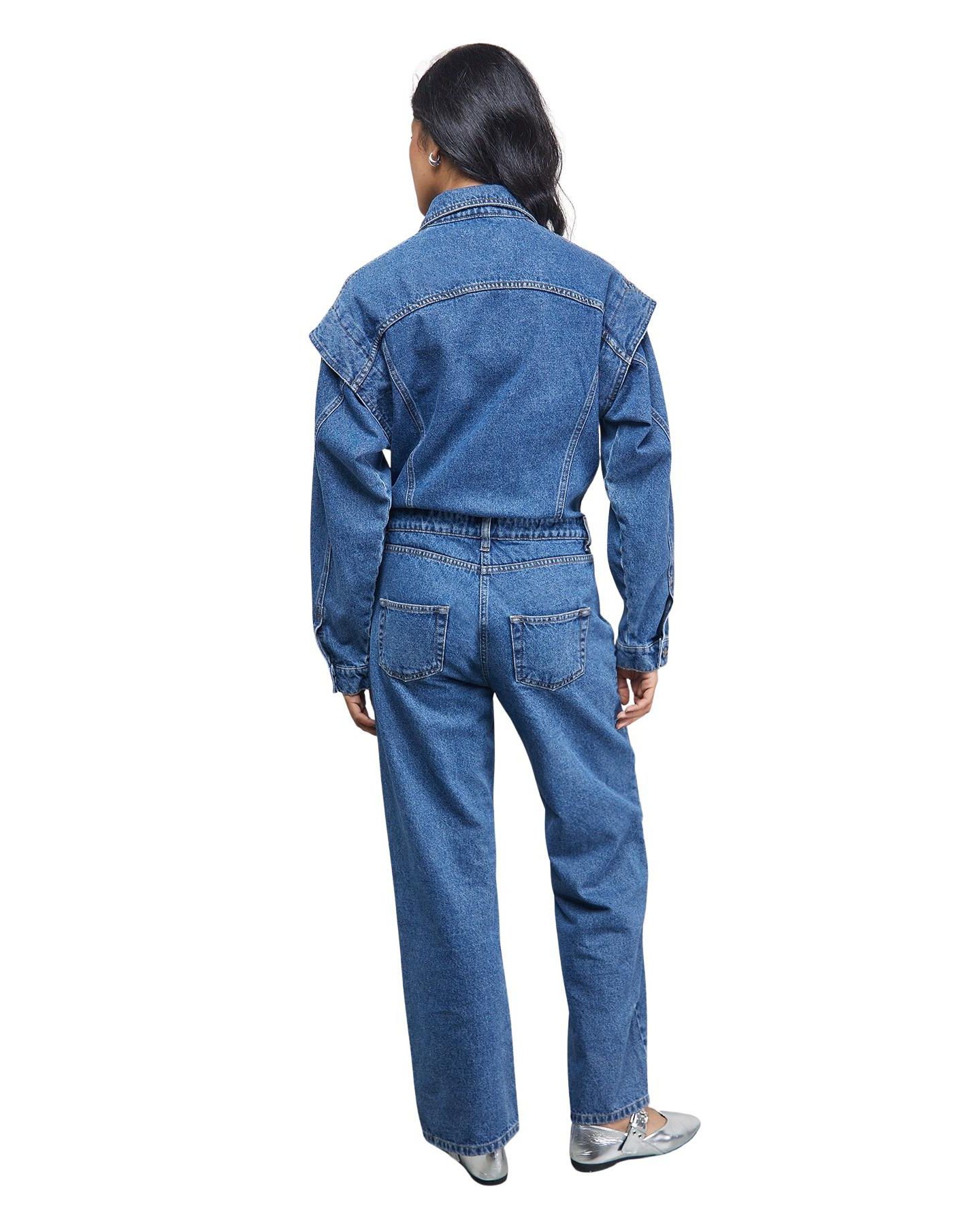 Женский комбинезон Warehouse Tony Denim Jumpsuit, цвет: Синий — фото 3