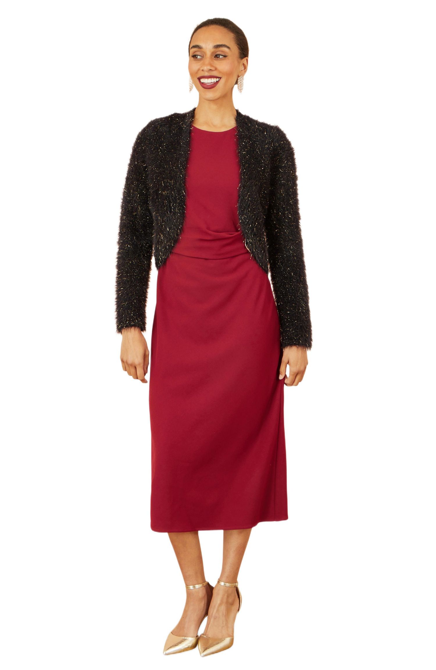 Women's Metallic Fluffy Eyelash Bolero