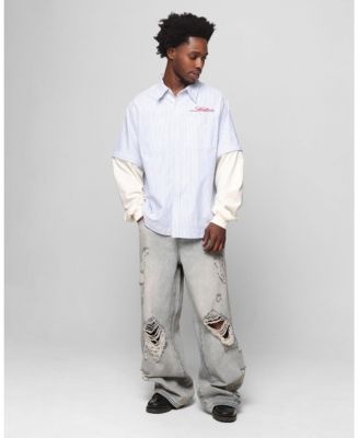 Men's Star Layered Distressed Jeans