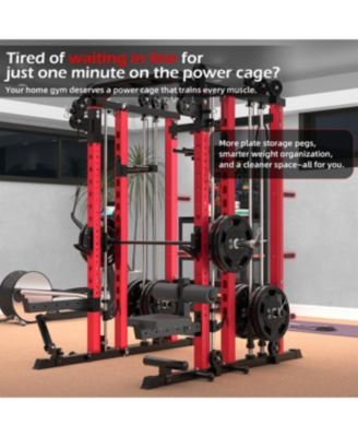 Smith Machine 2000lbs Crossover Machine with LAT Pulldown Strength Training Power Cages.