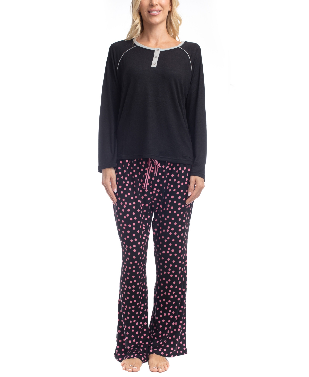 Goodnight Kiss Cherry Merry Henley Pj Set