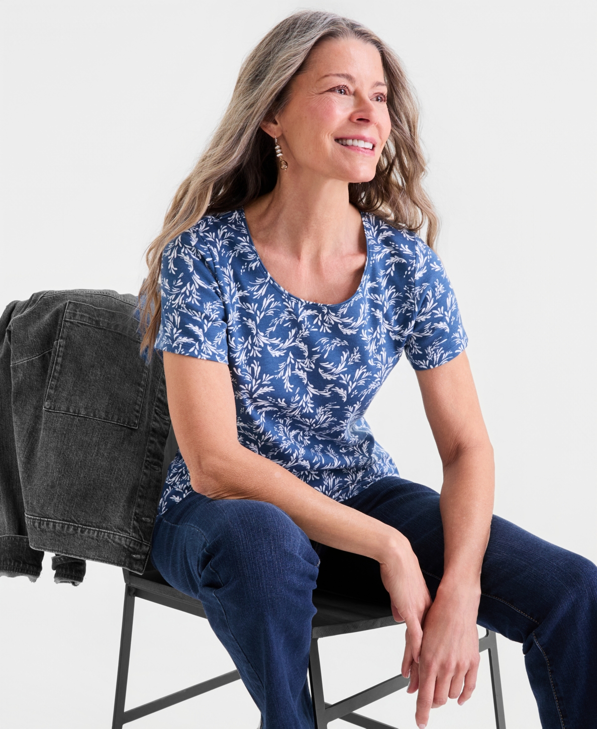 Style & Co Women's Cotton Short-Sleeve Scoop-Neck Top, Exclusively at Macy's