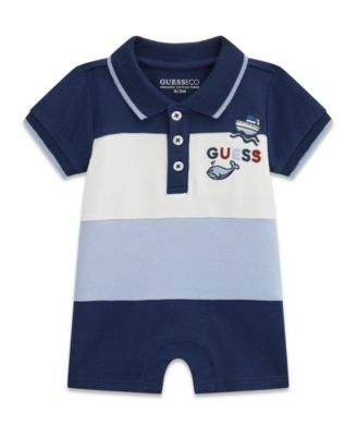 Baby Boys' Stretch Piquet Short-Sleeve Shortall