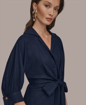 Women's Collared 3/4-Sleeve Midi Dress