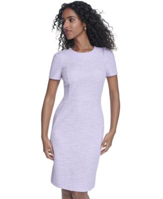 Women's Tweed Short-sleeve Sheath Mini Dress