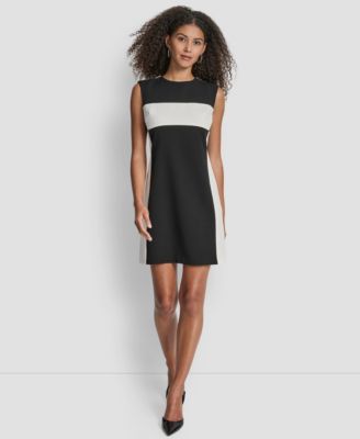 DKNY - Women's Sleeveless Jewel Neck Colorblock Shift Dress