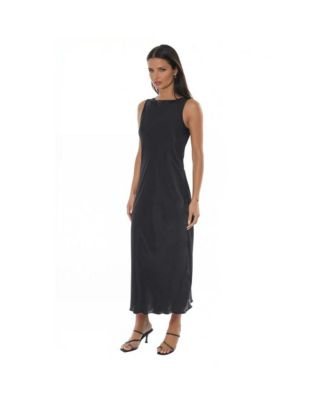 Women's Satin Sleeveless A-Line Maxi Dress
