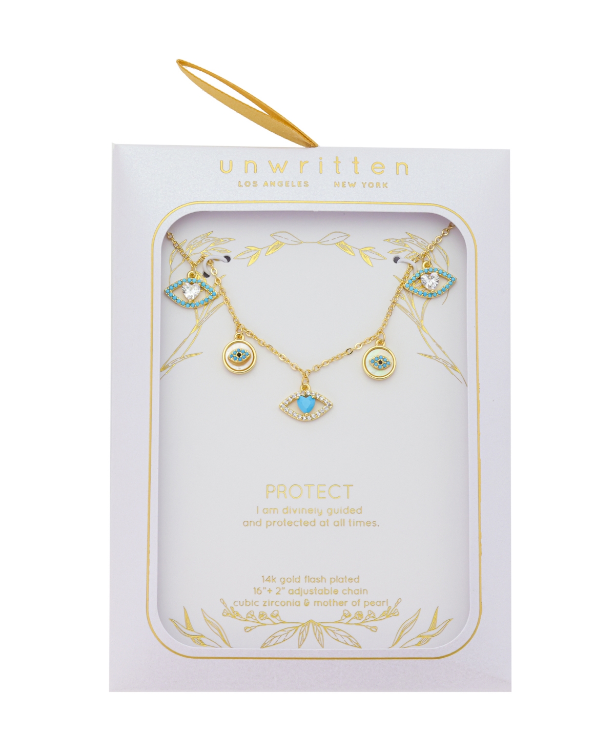 Unwritten Cubic Zirconia Evil Eye Charm Necklace In Gold