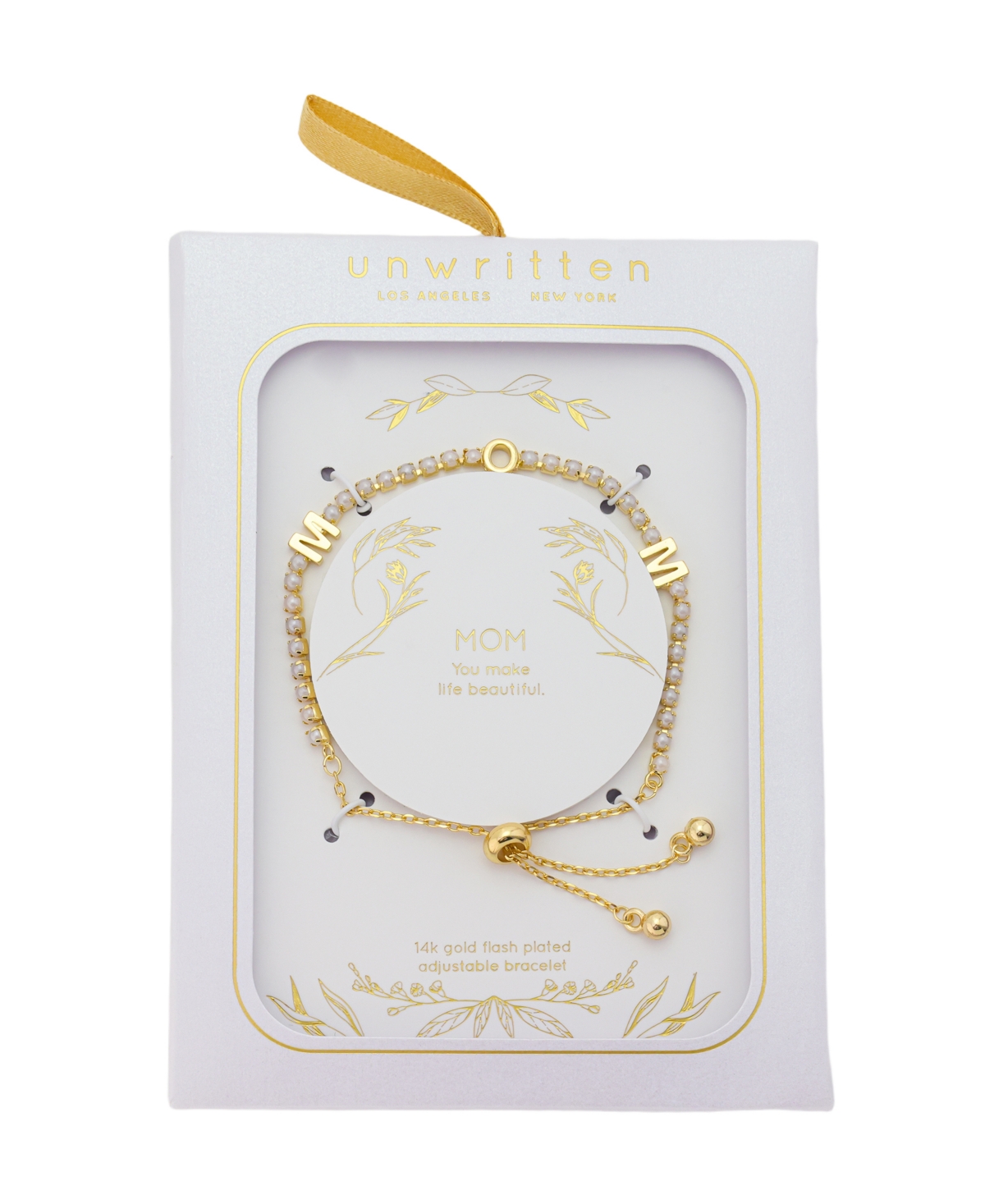 Unwritten Mom Glass Pearl Bolo Braclet