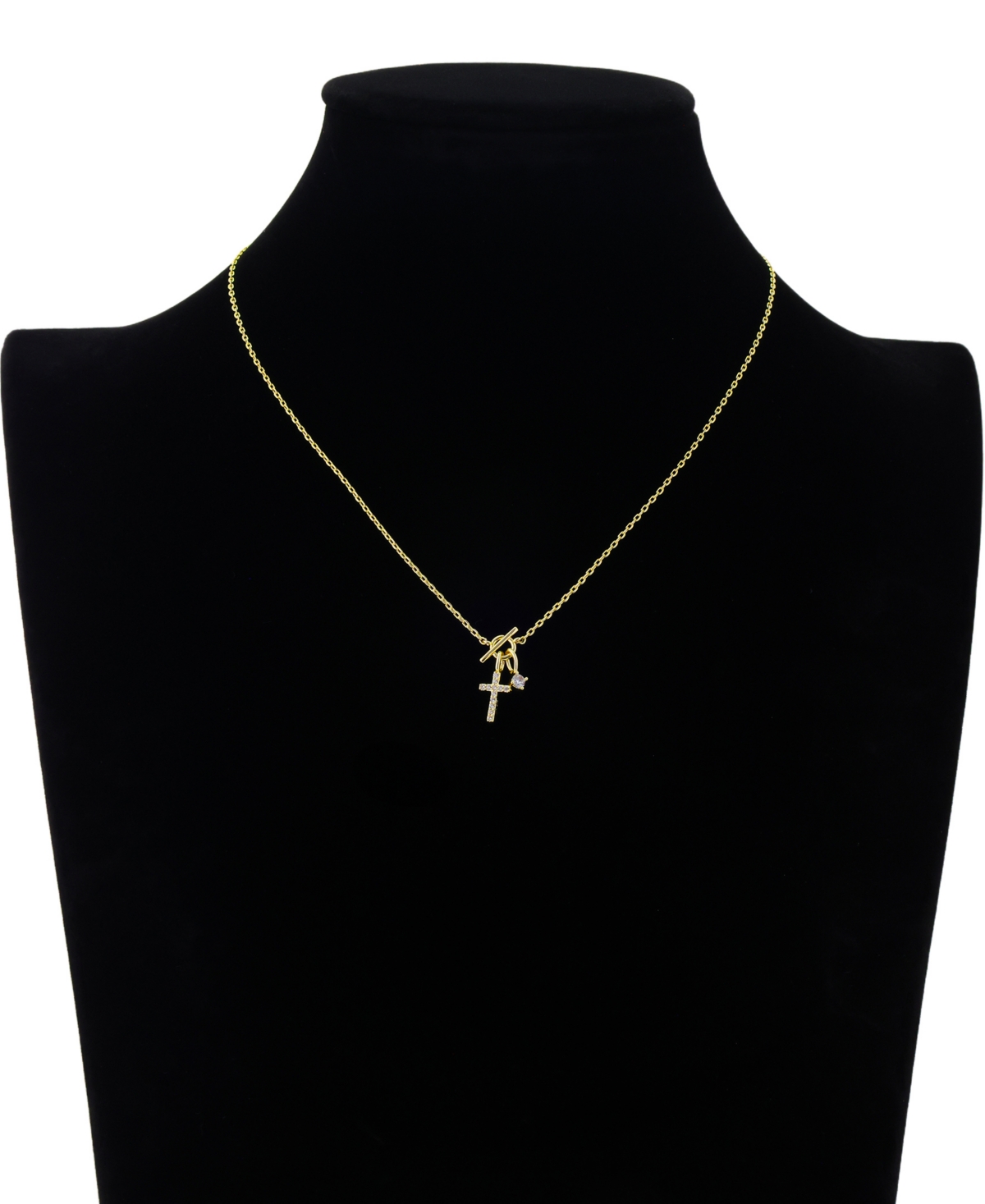 Unwritten Cubic Zirconia Cross Round Cubic Zirconia Necklace with Extender