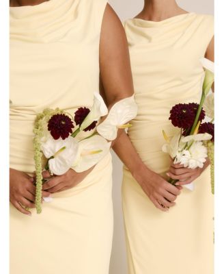 Women's Cowl Gathered Short Sleeve Bridesmaid