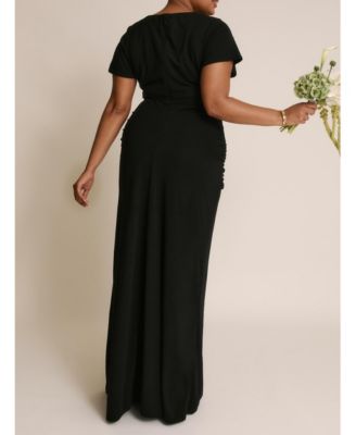 Women's Knot Panel Flutter Sleeve Stretch Dresses