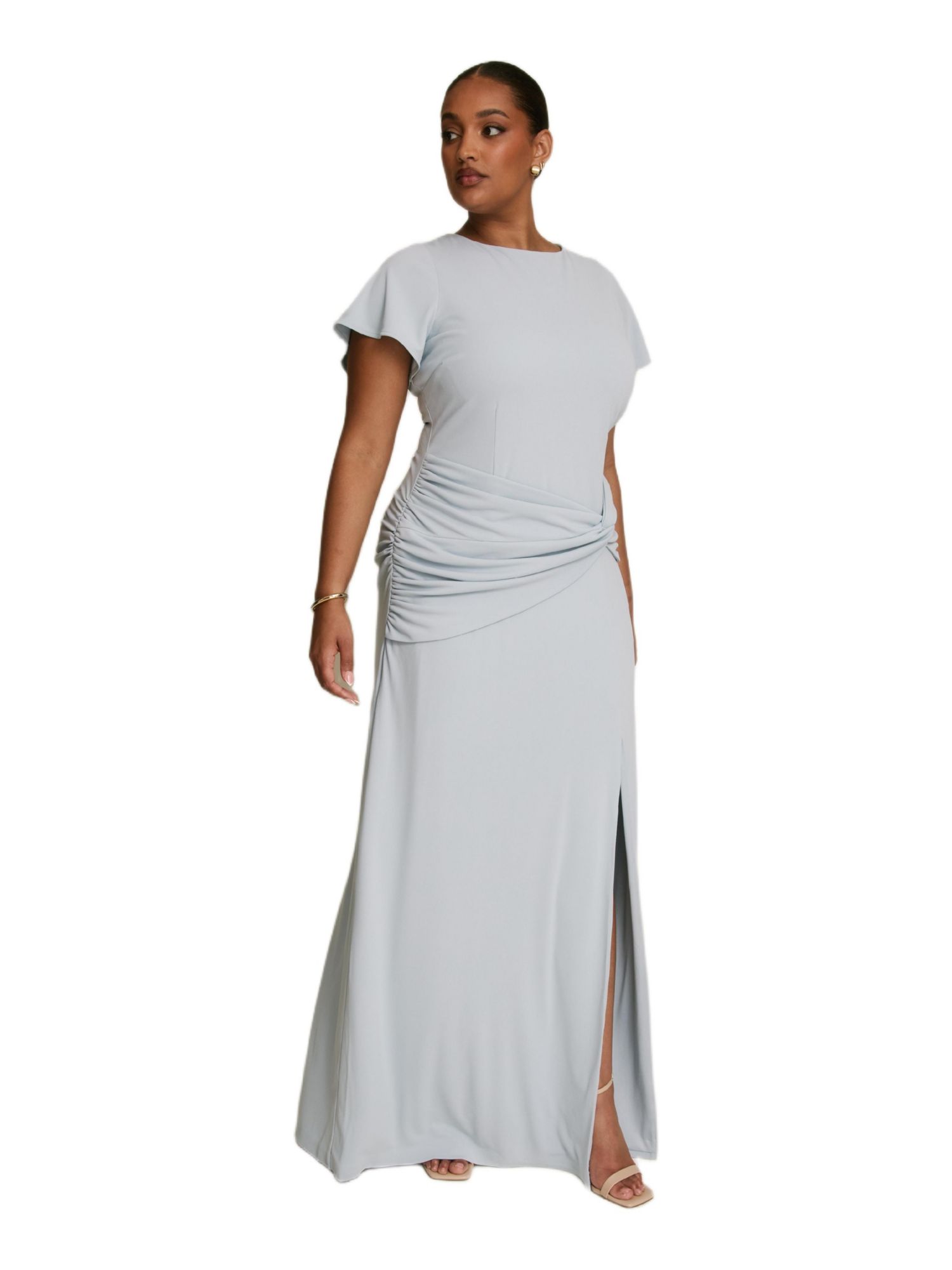 Women's Knot Panel Flutter Sleeve Stretch Dresses
