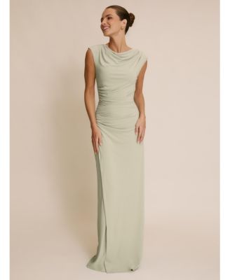 Women's Cowl Gathered Short Sleeve Bridesmaid