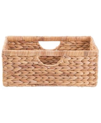 Small Hyacinth Basket - Rustic Handwoven Multipurpose Foldable Storage Organizer Decorative Laundry Totes and Woven Storage Bin