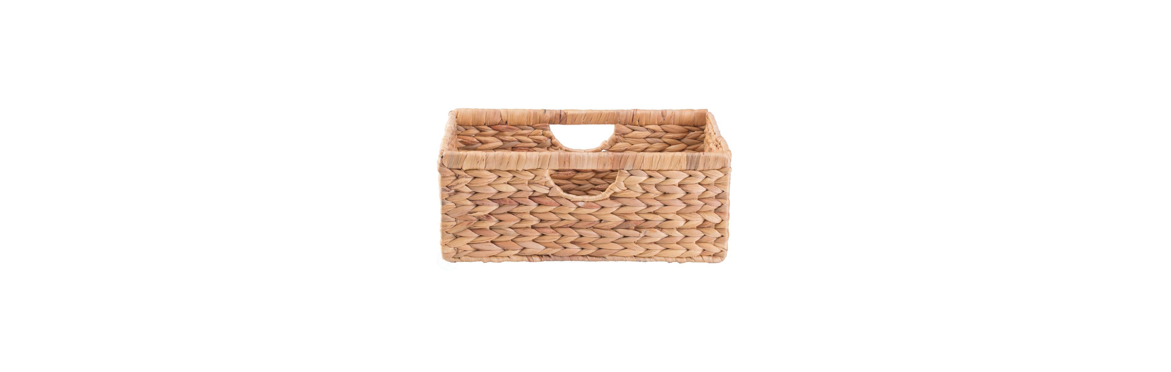 Wickerwise Hyacinth Basket - Rustic Handwoven Multipurpose Foldable Storage Organizer Decorative Laundry Totes and Woven Storage Bin