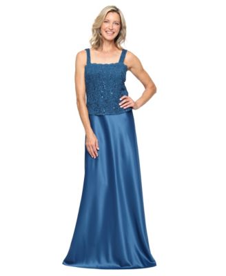 Women's 3/4-Sleeve Scalloped Jacket & Gown, 2-Piece Set