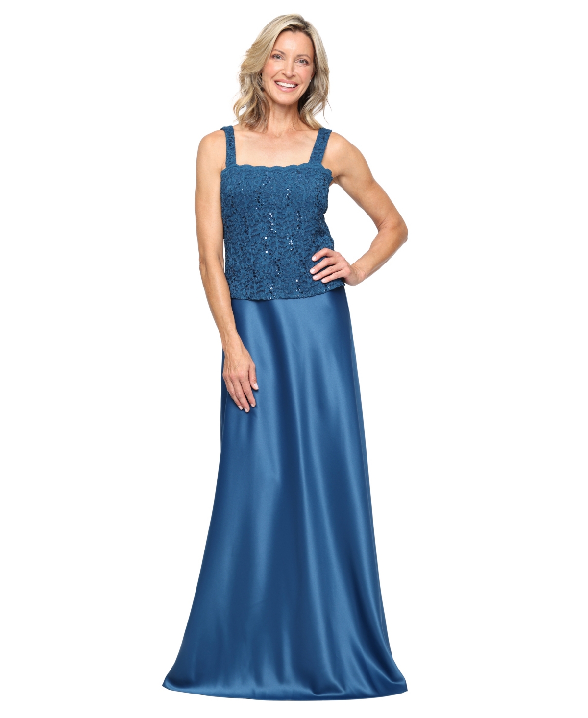 Alex Evenings Women's 3/4-Sleeve Scalloped Jacket & Gown, 2-Piece Set