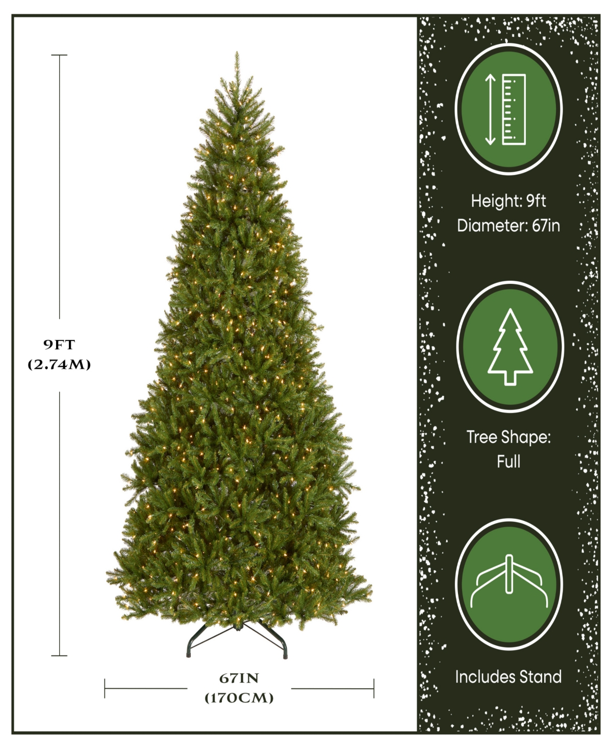 National Tree 9' Dunhill Fir Tree with 900 Clear Lights and PowerConnect