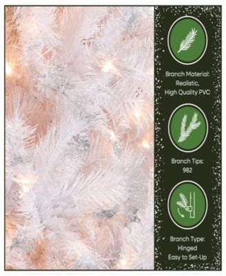 National Tree 7' Winchester White Pine Hinged Tree with Silver Glitter and 450 Clear Lights