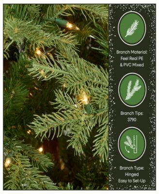 National Tree Company 7.5' "Feel Real" Nordic Spruce Medium Hinged Christmas Tree with 900 Clear Lights