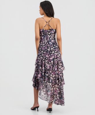 Juniors' Chiffon Asymmetrical Sleeveless High-Low Dress