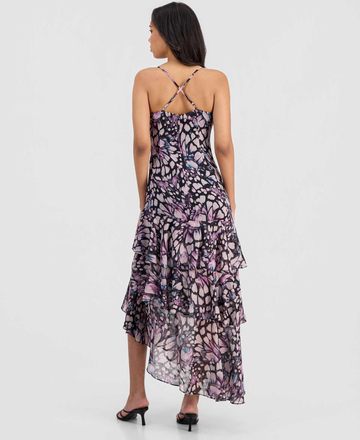 14th Place Juniors' Chiffon Asymmetrical Sleeveless High-Low Dress