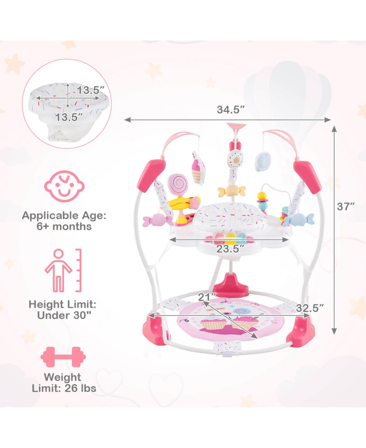 Costway Baby Stationary Activity Center Infant Jumper with Removable Foot Pad