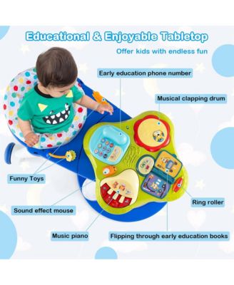 3 in 1 Baby Stationary Activity Center Walk-Around Kids Play Table Set