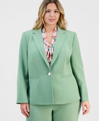 Plus Size Stretch-Crepe Single-Button Seamed Jacket 