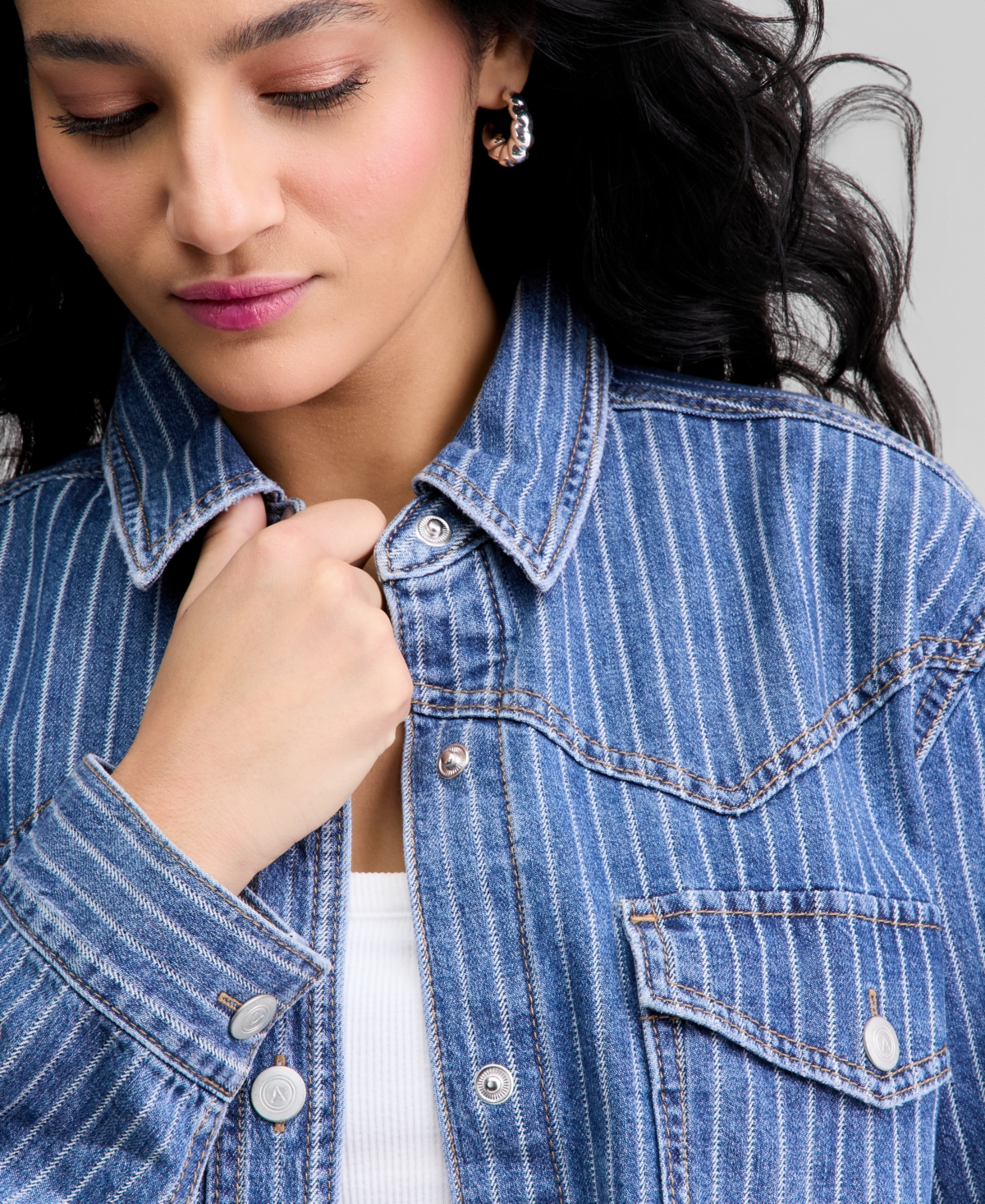 And Now This Women's Oversized Denim Shirt, Macy's Exclusive