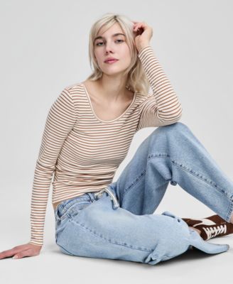 Women's Striped Double-Scoop Top