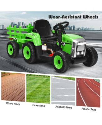 12V Ride on Tractor with 3-Gear-Shift Ground Loader for Kids 3+ Years Old
