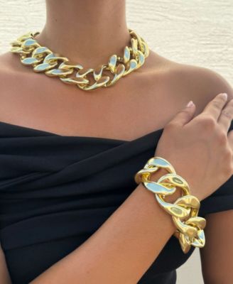 Gold Lightweight Chunky Curb Chain Necklace