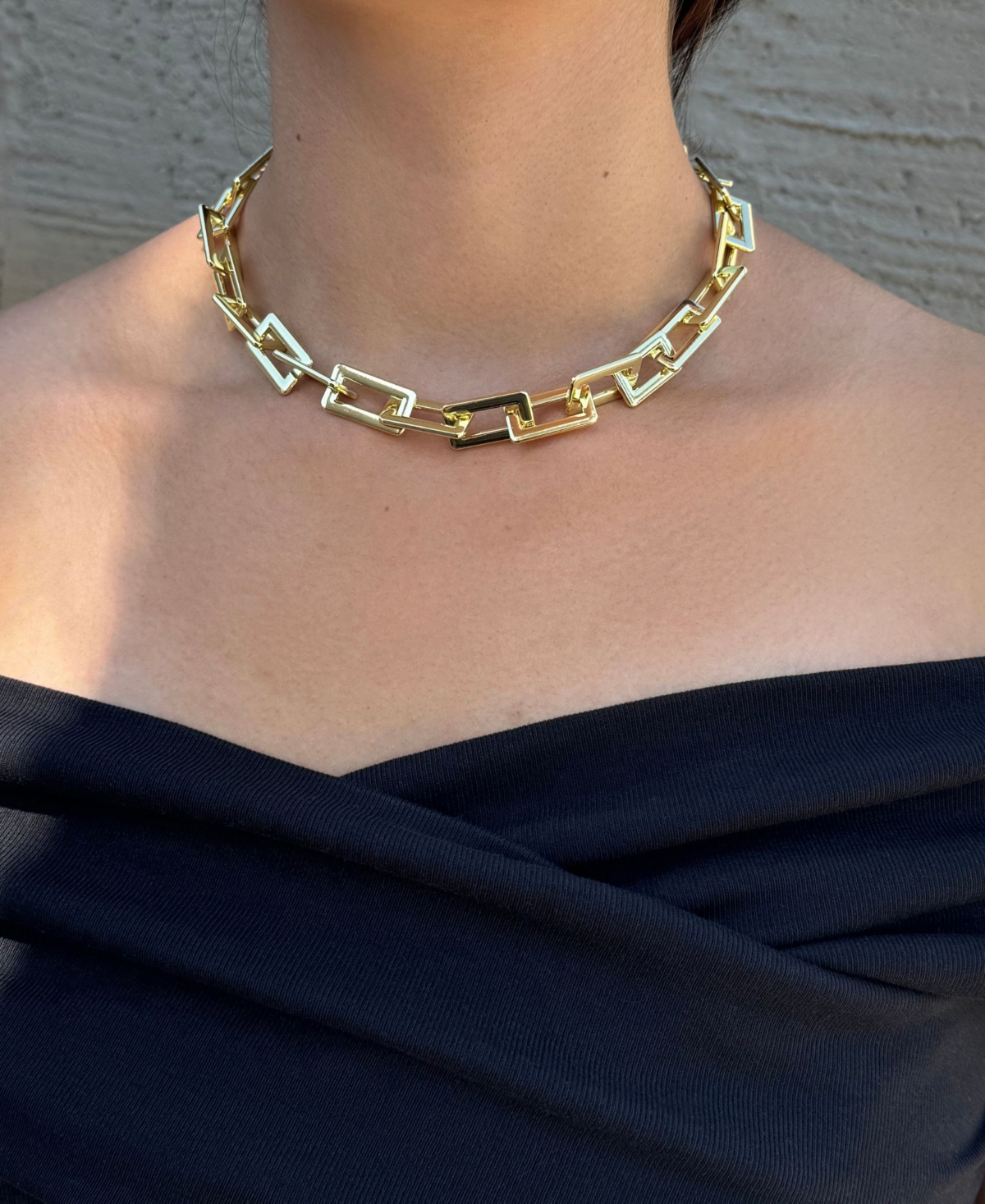 Adornia Gold Rectangle Paperclip Chain Necklace