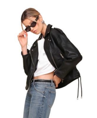 Women's Oversized Leather Moto Jacket