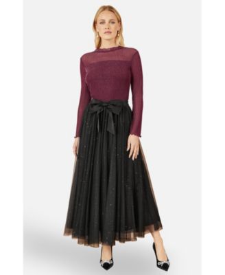 Women's Sparkle Mesh Tulle Skirt with Satin Bow