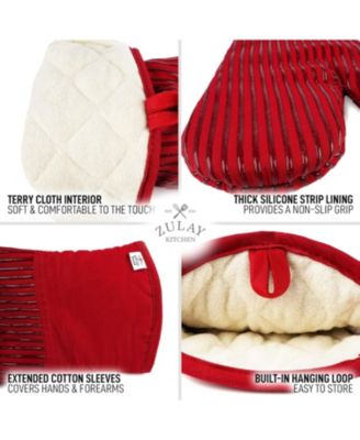 Flexible Cotton Lined with Heat Resistant Silicone Extra Long Oven Mitts