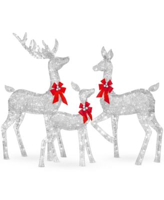3-Piece Lighted Christmas Deer Set Outdoor Yard Decoration with 360 LED Lights, Stakes