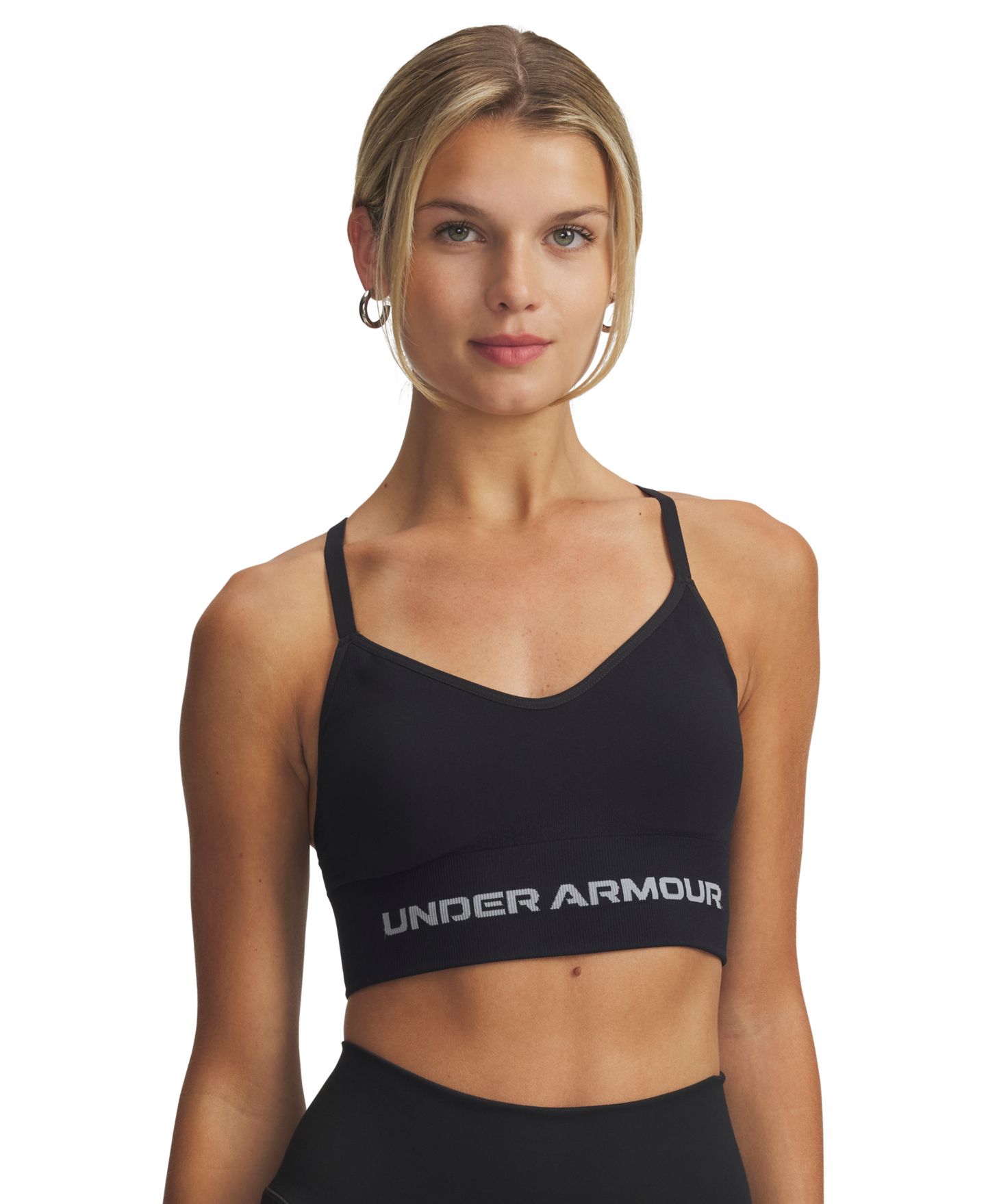 Спортивное бра Low-Impact, без швов — Under Armour, цвет: Чёрный / Стальной — фото 2