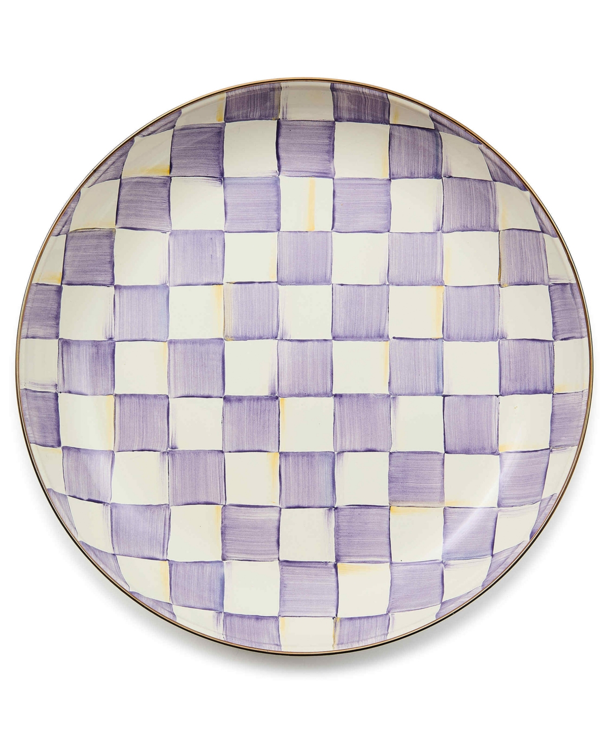 MacKenzie-Childs Violet Check Handmade Abundant Bowl