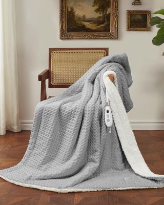 Waffle Sherpa Electric Heated Throw Blanket, 50" x 60"