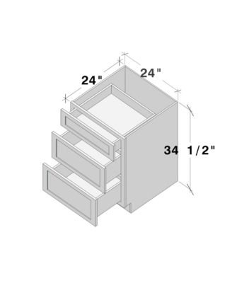 Kitchen Floor Base Cabinet 24-Inch Width x 34.5-Inch Height x 24-Inch Depth with 3 Drawers