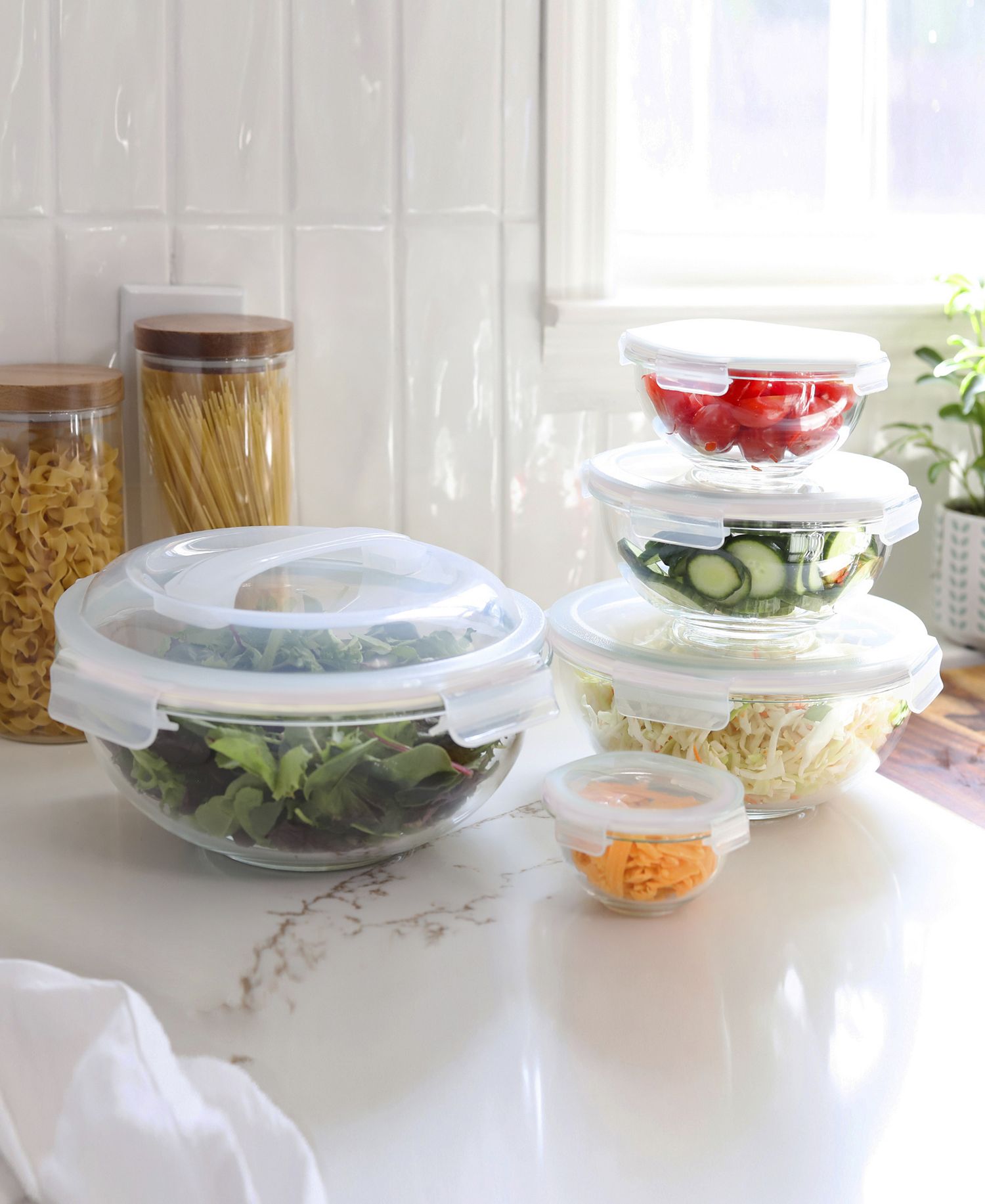 Sedona Kitchen 5-Piece Glass Food Storage Bowl Set