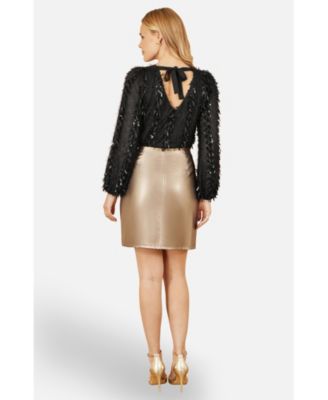 Women's Faux Leather Wrap Mini Skirt