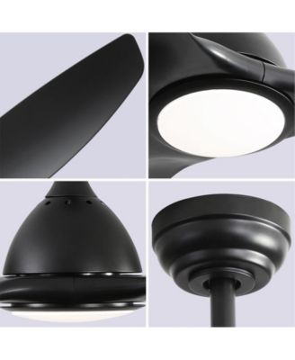 52-inch Modern Black 3-Blade Ceiling Fan with Six Speed Remote Control and Timing Function for Indoor