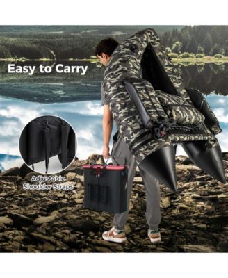 350 LBS Inflatable Fishing Float Tube with Adjustable Backrest and Backpack Straps-Camouflage