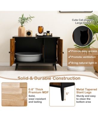 Industrial Cat Litter Box Enclosure with Divider and Cat-Shaped Entries